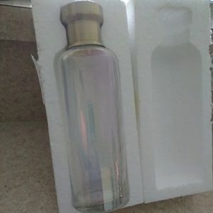 Gold Rim Iridescent Glass Vase